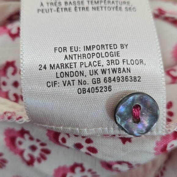 Anthropologie Maeve Laiken Henley Popover Ditsy Floral Cream Pink Plus Size 14 - Picture 9 of 11